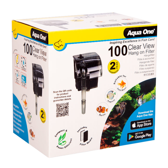 Aqua One H100 ClearView Hang On Filter 180l/hr