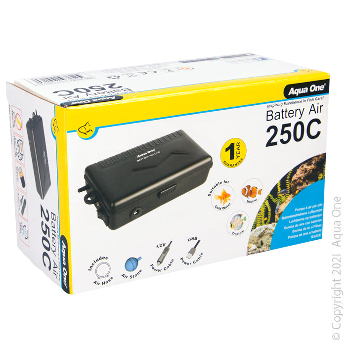 AquaOne Airpump Battery Air250C Portable 150l/hr