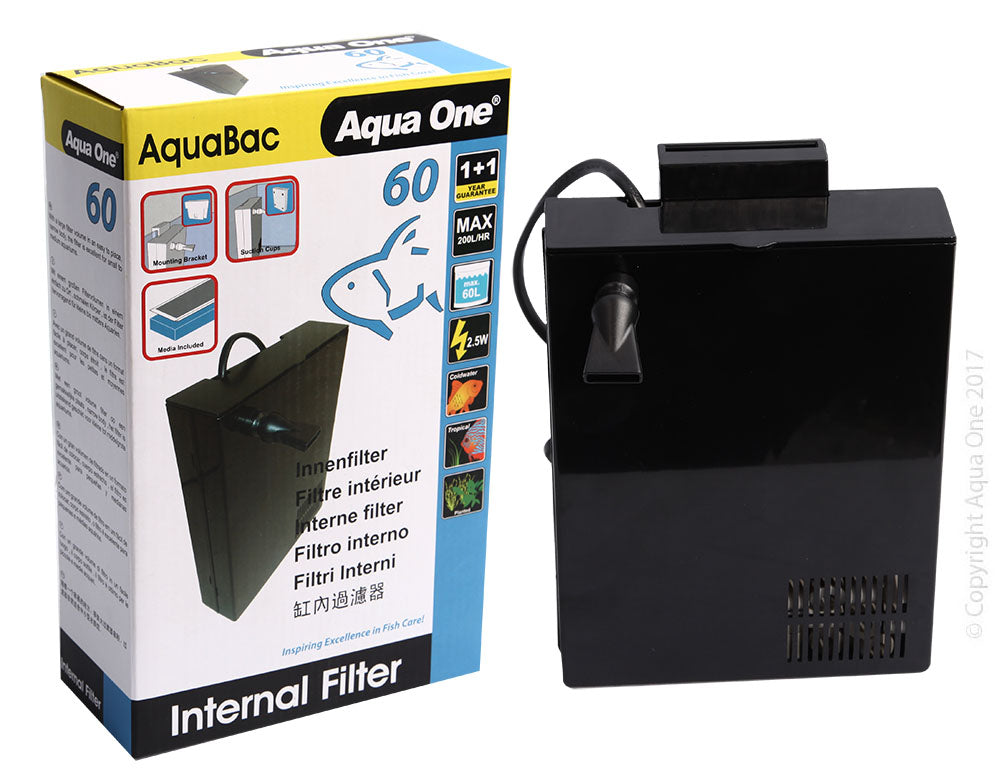 Aqua One AquaBac 60 Internal Back Filter 200/hr