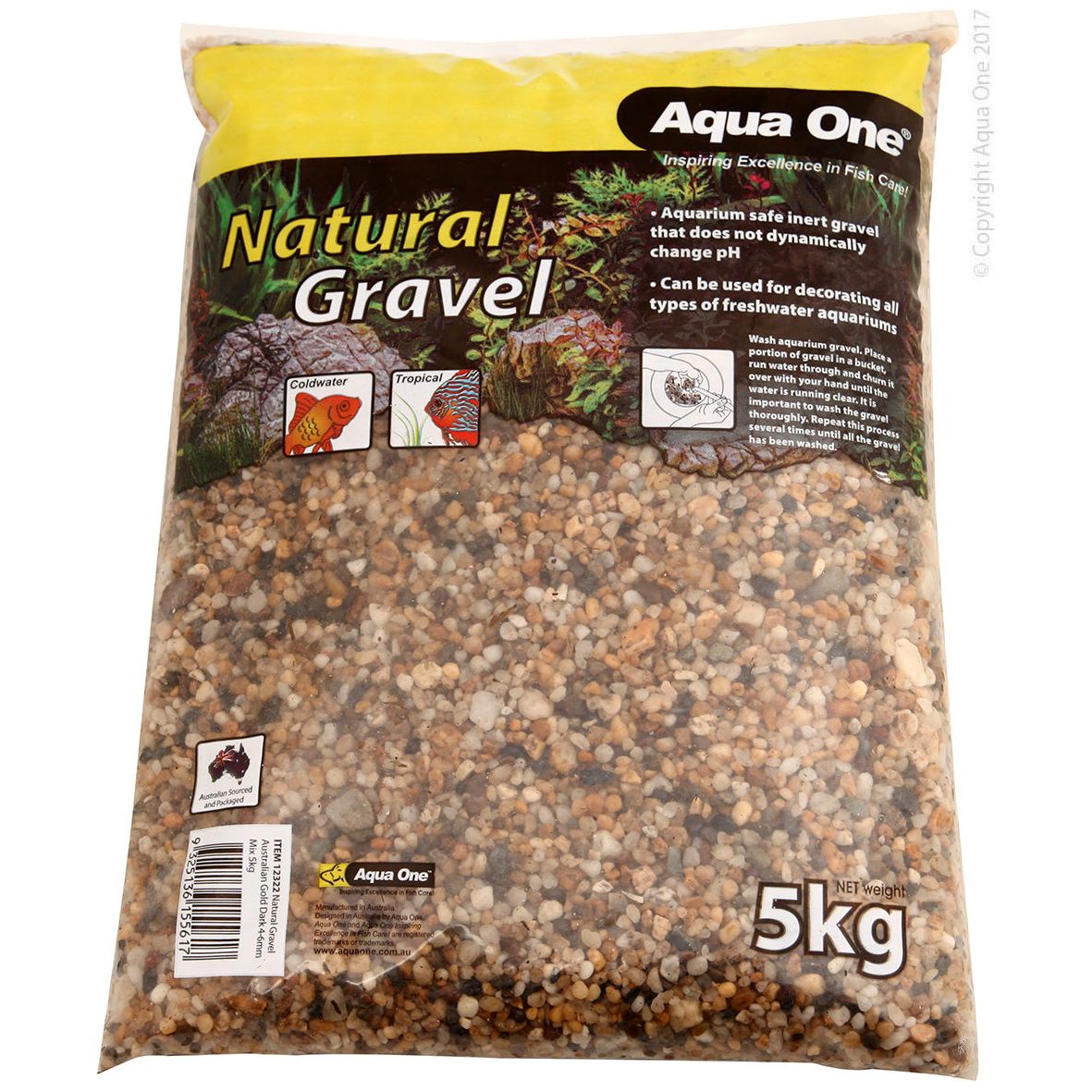Aqua One Natural Gravel Australian Gold Dark 4-6mm Mix 5kg