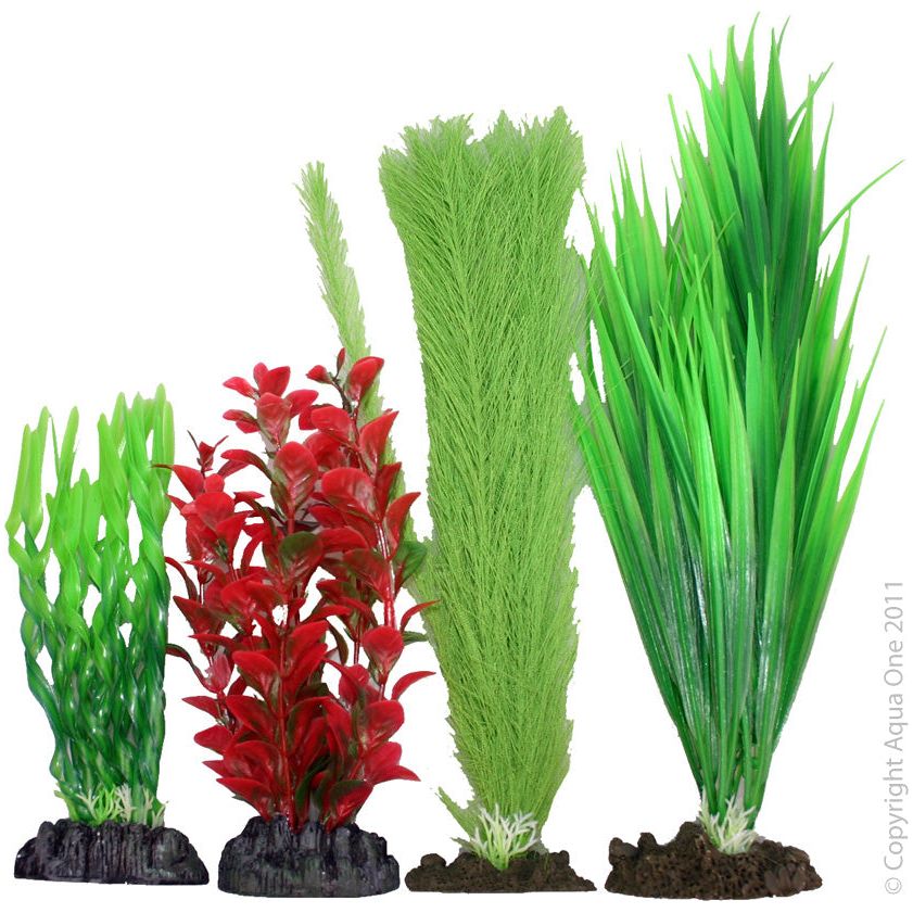Aqua One Plastic Plant - 4pk Mix 3