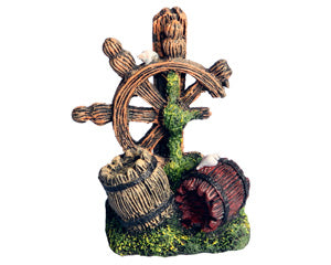 Mini Barrel With Ship Wheel Ornament 4.5x3.5x6cm