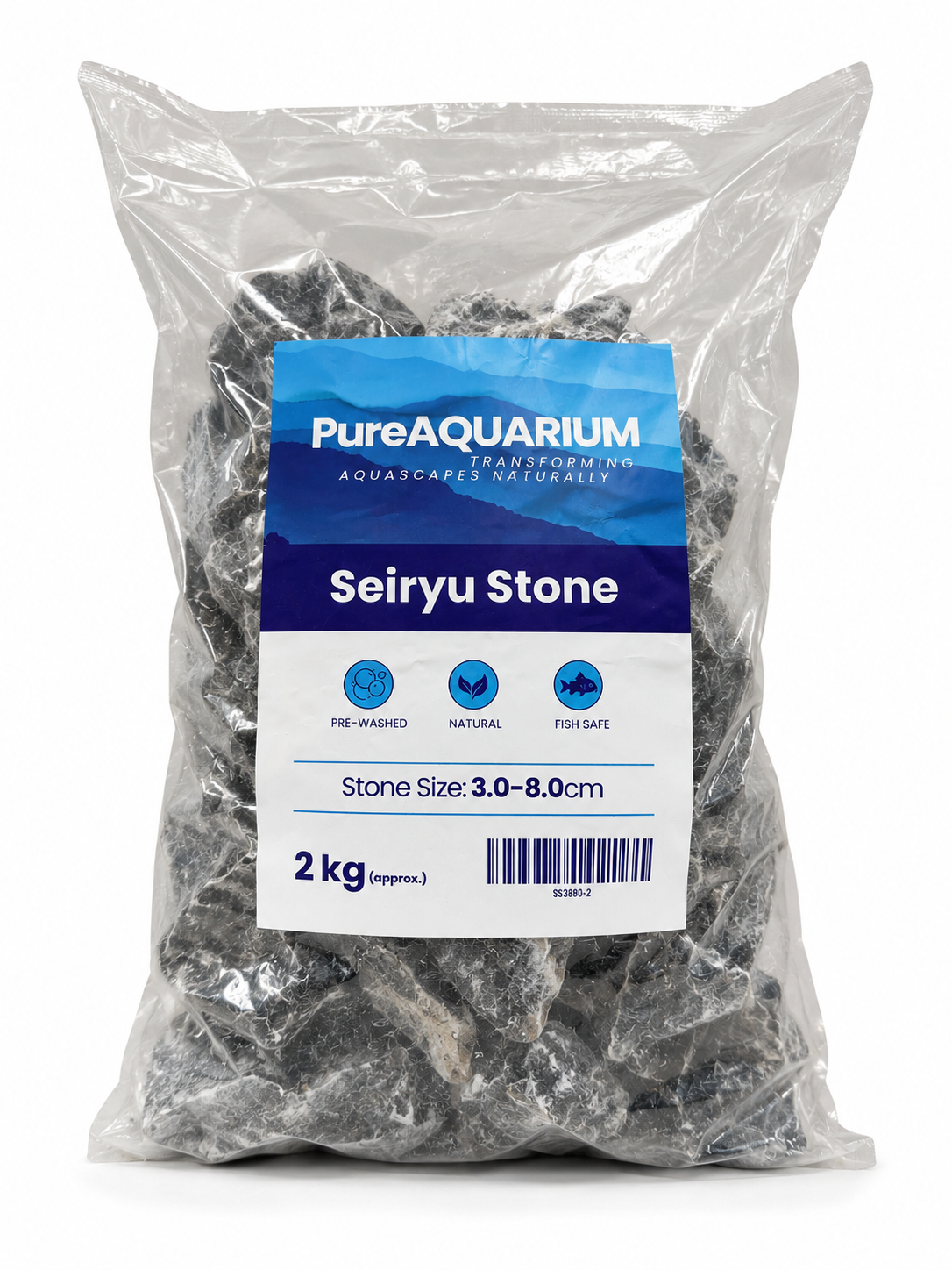 PureAquarium Natural Stone – Seiryu Stone 2KG Bagged