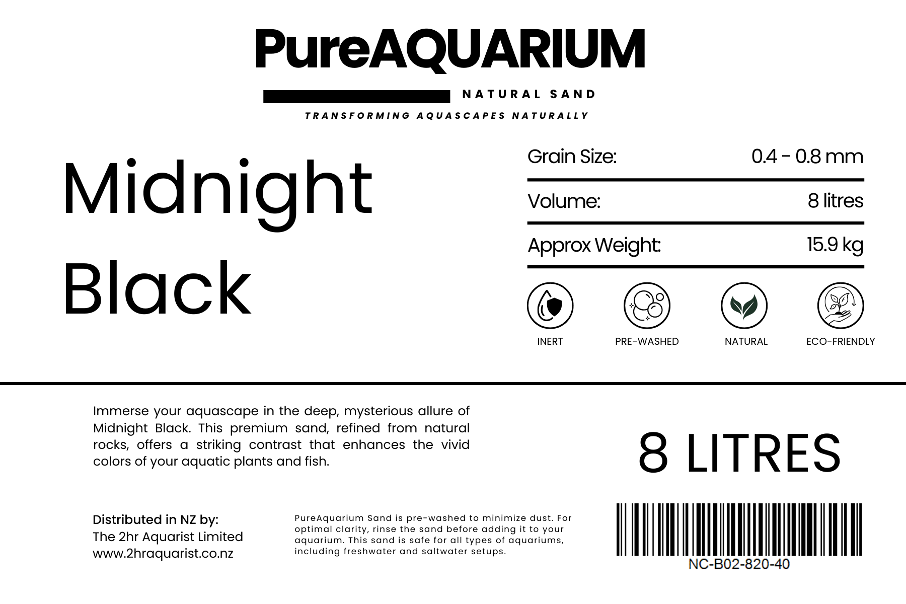 PureAquarium Natural Sand – Midnight Black