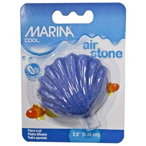 Marina air stone in the shape of a clam in packaging on a white background