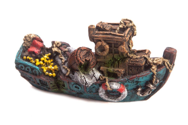 Fishing Boat Blue Ornament 13.5x6.5x7cm