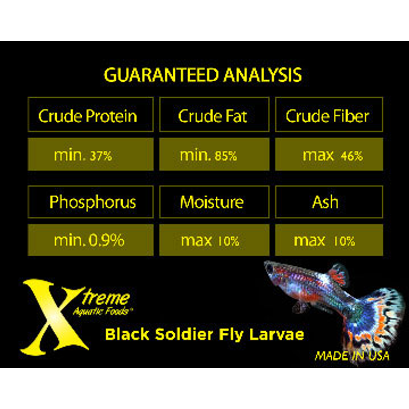 Product label for Xtreme Aquatic Foods So-Fly Flake with guaranteed analysis details and a fish illustration.