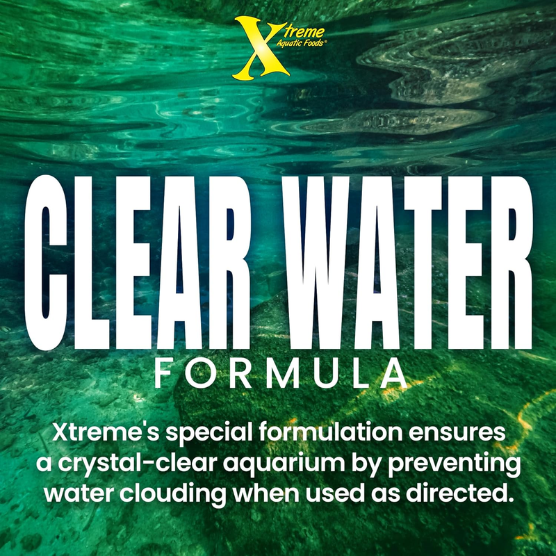 Underwater clear water background which shows that Xtreme Amphibian sticks ensures a specialized crystal-clear aquarium formula.