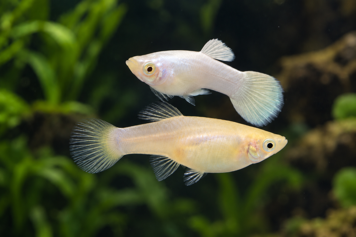 Platinum White Guppy Pair